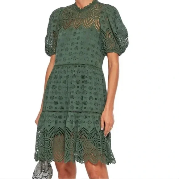light green and black dress Green Sweet Eyelet Moments Midi Dress Large